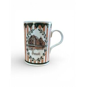 Harrods Knightsbridge Coffee or Tea Pink Stripes Mug Bone China Made In England